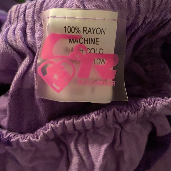 C & R Beachwear - Girls Hawaiian Aloha Wear Purple Flower Dress (Size: 7) - Picture 4 of 7